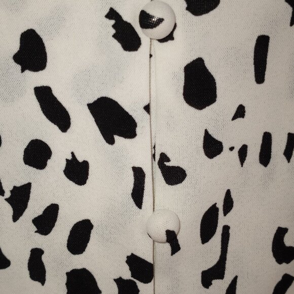 Animal Print Black & White Short Sleeve Blouse Size XXL 100% Polyester - Picture 3 of 11